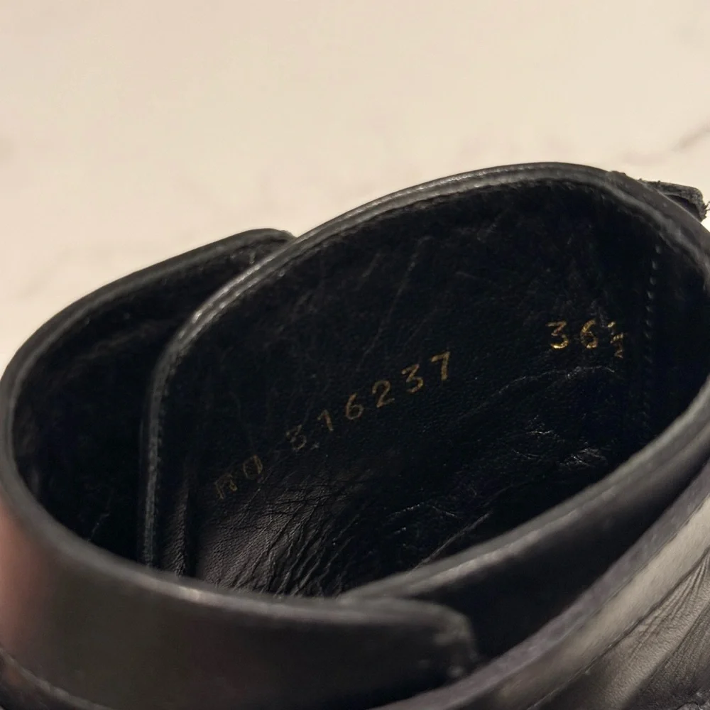 Saint Laurent Black Leather Ankle Booties with Buckle Straps - Picture 11 of 12